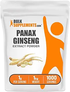 BulkSupplements.com Poudre d'extrait de racine de ginseng - Supplément de ginseng Panax, supplément à base de plantes - Vegan & Gluten Free, 1g par portion, 1kg (paquet de 5) (11 lbs)
