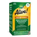 Nature's Way Alive! Max6 Potentie Adult Complete Multivitamine, met ijzer, vitamine A, C, E & B-Vitaminen Inclusief Gemethyleerde B12 & Folaat, Ondersteunt Energie Metabolisme*, 90 Capsules (Verpakking mei Vary)