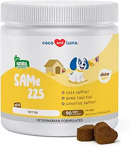 Zelfde voor honden - 90 Zachte Kauwen - S-Adenosyl-L-Methionine, leversupplement - hersenen gezondheid, bevordert cognitieve ondersteuning, leverondersteuning (Same Soft Kauwen)