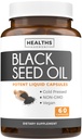 Huile de graines noires - 60 capsules de softgel (non-OGM et végétalien) Premium Nigella Sativa pressée à froid produisant de l'huile de graines de cumin noir pur avec de la vitamine E - 500mg chacune, 1000mg par 2 capsules