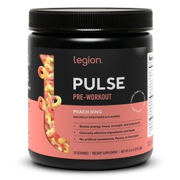 LEGION Pulse Pre Workout - Alle natuurlijke Nitric Oxidation Preworkout Drink om energie te stimuleren, Creatine Free, Natuurlijk Gezoet, Beta Alanine, Citrulline, Alpha GPC (Peach)