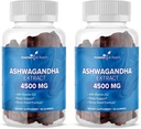 Ashwagandha Gummies - Slaapkwaliteit, Geheugen, & Cognitieve Ondersteuning - Ashwagandha Gummies for Women & Men Pack of 2, 60 Servings