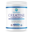 NutraScience poudre monohydratée de créatine avec biopérine, soutient la croissance musculaire maigre et la récupération, 60 portions, 5000mg par portion, non aromatisé, GMP sertifié, végétalien amical, non OGM