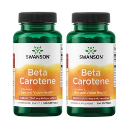Swanson Beta-Caroteen Vitamine A 25000 IE Skin Eye Immune System Health Antioxidant Support 7500 mcg 300 Softgels Telling (2 Pack)