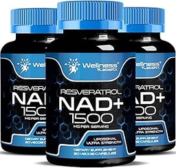 WELZIJN LABSRX NAD Supplement, 1500mg - Liposomal NAD+ Supplement met Resveratrol, NAD Plus Boosting - Ondersteuning Cellular Health & Healthy Aging - Ultra Strength Capsules, USA Made - 3 Pack