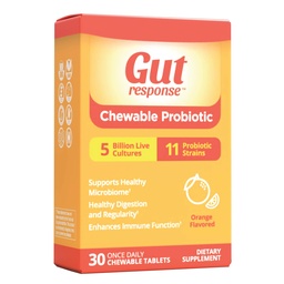 Kauwbare probiotica voor mannen en vrouwen, vermindert de spijsvertering, verhoogt het immuunsysteem, niet-GMO, glutenvrij en sojavrij, 5 miljard CFU, 30 kauwtabletten, sinaasappelsmaak