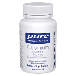 Pure Encapsulations Chroom (Picolinate) 500 mcg - for Lipide & Koolhydraat Metabolisme* - Mineral Supplement - Superior Absorptie Chromium Supplement - Vegan & Gluten Free - 180 Capsules