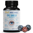 Supplément de bouclier oculaire avec extrait de bilberry, lutéine, zéaxanthine, astaxanthine et bêta-carotène - soutient les yeux secs, la santé de la vision et la vision nocturne, 90 capsules de veg