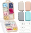4 Pack, 14 GRIDS Travel Pill Organizer Box met labels - Travel Medicine Case Kit - Pocket Daily Pharmacy Container - Travel Medication Holder Dispenser voor Visolie Vitamine Supplement Opslag