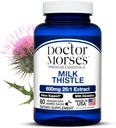 Doctor Morse Milk Thistle Supplement 25:1 Extract 600mg Equivalent aan 15000mg, Lever Detox Ondersteuning 4:1 Extract 300mg Equivalent aan 1200mg Dandelion Root - FDA Certified Ultra Potent Formula - 60 Caps