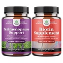 Bundel van Perimenopause Supplement voor vrouwen -Multi-baten Menopauze Verlichting voor vrouwen en Pure Biotine Pillen voor vrouwen Mannen - Stop Haarverlies Verdoven Natuurlijk supplement voor glanzende dikke haargroei