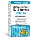 Natuurlijke factoren Ultimate Probiotic 12/12 Formula - Digestief gezondheidsondersteuningssupplement met probiotica - Immuniteit & Gut Health Support Supplement - 120 Vegetarische capsules (120 porties)