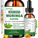 Pure Moringa Oleifera Liquid Drops, Organic Moringa Leaf Extract w. Kurkuma, Black Pepper, Moringa Supplement voor Energie Metabolisme Immune Skin Joint & Gut, 6X Sterker dan Moringa Capsules Poeder
