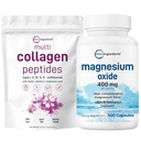 Micro Ingrediënten Multi Collageen Proteïne Poeder 16oz & Magnesium Oxides 400mg Bundelverpakking 