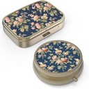 Pill Case Pill Box met Mirror Retro Small Pill Case voor Purse of Pocket Bronzen Pill Box of Vitaminen, Visolie, Supplementen, Pill Bevat reizen Gifts(2PCS)
