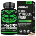 GORIL-X Testosteron Booster voor mannen - Workout Testosteron Supplement - Verhoog de grootte, sterkte en energie - 1000mg Mannelijke verbetering van geile geitenkruid - Maca Root, Tongkat Ali & Tribulus Terrestris 60 Caps
