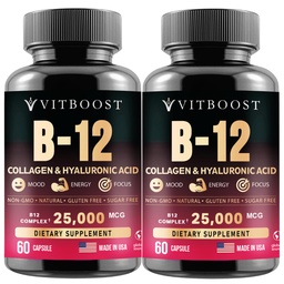 B12 Methylcobalamine met Hyaluronzuur, Collageen en Folate 