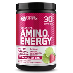 Optimale voeding Amino Energy - Pre-workout met groene thee, BCAA, Aminozuren, Keto vriendelijk, Green Coffee Extract, Energiepoeder - Aardbei Lime, 30 porties (Verpakking mei Vary)