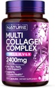 Gebouwd door Nature Collageen Pillen Multi Collageen Peptides Complex Supplement voor vrouwen Type I, II, III, V, X voor haar, huid, nagels, gewrichten & Bone Health - Gehydrolyseerd, Grass-Fed - 120 Capsules