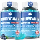 Gemethyleerde multivitamine voor mannen/vrouwen Gummies, mannen/vrouwen Multivitamine 50 Plus, met Glucosamine Chondroitin MSM Echinacea Sugar Free Kauwbare Multi Vitaminen B D3 K2 A C E voor volwassenen Senioren, 120 Cts
