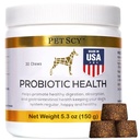 PetScy - Probiotic Kauwen voor Honden, Probiotic voor Honden van alle leeftijden, Maten & Ras met Prebiotic Fiber en Pure Omega-3 Verbetert huid, jas, en Gut Health, 30 Kauwen