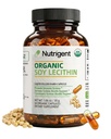 USDA Organic Soy Lecithin Supplement 800 mg, High Absorptie Liquid Organic Capsules, Choline Lecithin Supplement for Brain & Liver Health Support, Non-GMO, Glutenvrij, 60 Tellen