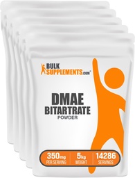 BulkSupplements.com DMAE Bitrate Powder - Dimethylaminoethanol Bitrate, DMAE Supplement - Unflavored & Gluten Free, 350mg per portie, 1kg (2,2 lbs) (Pack of 5)