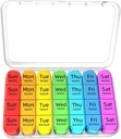 Odaro Weekly Pillen Organizer 4 keer per dag, Dagelijkse Pillen Box 7 Dag, Grote Reis pil Case met 28 Compartiment om Medicine, Vitamine en Supplement - White Case