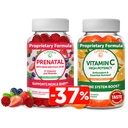 Lunakai Prenatale en vitamine C Gummies Bundle - Zwangerschap Multivitamine supplement met ijzer en foliumzuur - 300 mg Biologische, niet-GMO, Veganische kauwgom - 30 dagen levering