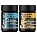 ONNIT Premium Alpha Brain Bundle - Nootropic Brain Supplement (30 tellingen) voor Focus, Concentratie & Geheugen + Shroom Tech Sport voor Oefening, Energie & Cardiovasculaire Prestaties (28 telling)