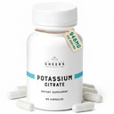Cheers Citrate de potassium Supplément de 316mg Par Capsule de 20% Valeur quotidienne Supporte Muscle, Nerve & Fonction cardiaque de 90 Capsules Vegan