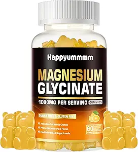 Magnesium Glycinate Gummies 1000mg - Suikervrij Magnesium Kalium Supplement met Vitamine D, B6, CoQ10 voor Kalm Mood & Slaap Ondersteuning - 120 Oranje Gummies.