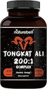 Tongkat Ali 200:1 (Longjack) Extract voor mannen, 2000mg per portie, 150 Capsules, Indonesië Oorsprong, Eurycoma Long