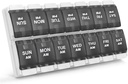 Sukuos AM Wekelijkse 7 dagen pil Organisator, 2 keer Een dag pil Box met Artritis Vriendelijk Push Knop, Geneeskunde Cases voor Vitamine/Visolie/Suplements, Gemakkelijk te reinigen (Zwart)