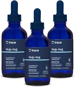 Trace Minerals Mega-Mag - Liquid Energy Support with Magnesium & Chloride - Healthy Bone & Muscle Function Support Formula - Supplement to Support Nerve Health - 4 fl oz (3 Pack) (ongeveer 90 Servings)