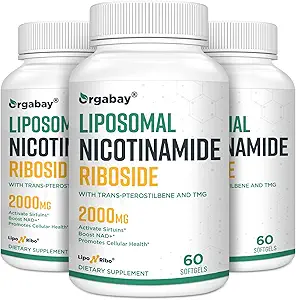 Orgabay Liposomal Nicotinamide Riboside 2000 MG met TMG en Pterostilbene, Boosting NAD+, Support Healthy Aging, 180 Tel.