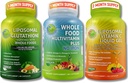 Dagelijkse Immune, Antioxidant & Energy Support Bundel 500mg Liposomale Glutathion met hele voeding + Liposomale Vitamine C 1100mg Liquid Gel + Vegan Whole Food Multivitamine zonder ijzer