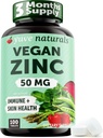 Yuve Naturals Vegan Zink 50 mg - Zink Gluconaat voor Immuun en huidondersteuning - Glutenvrij, Niet GGO, Plant Based - 100 Makkelijk om tabletten door te slikken