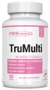 PEScience TruMulti Multivitamine voor vrouwen met ijzer, Dagelijkse Formule met Premium Vitamine C, D, Zink Supplement voor Immuun Ondersteuning, Gechelde Mineralen, 90 Gemakkelijk te slikken Capsules