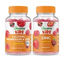 Calcium Lifeable Magnésium & Zinc Kids + Zinc Kids, Gommies Bundle - Grande dégustation, supplément de vitamine, sans gluten, sans OGM, gommy à croquer
