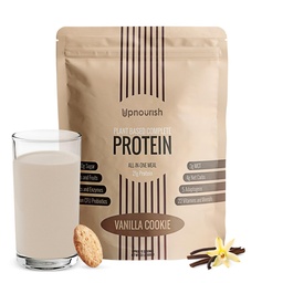 UpNourish Vanilla Cookie Vegan Protein Powder 54 Superfoods Powder,1,5 miljard CFU Probiotica 21g Plant Based Protein,Geen suiker Geen zuivel Geen GGO-melkvrij, Maaltijd Vervangingsshake Keto-Vriendelijk Low-Carb Diet,15 Servers