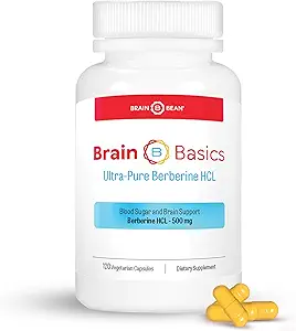 Brain Bean Ultra - Supplément HCL berbère pur 500mg pour la santé du cerveau - Non-OGM, sans gluten 120 gélules végétales de supplément berbère (Fabriqué aux États-Unis)