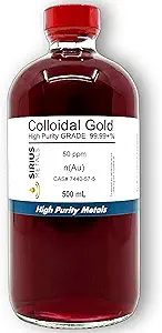 Klopt. Goud 50 ppm - 99,99+% Zuiverheid - 500 ml (16,9 Fl Oz) in helder glazen fles - Made in USA