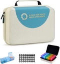 Drop-Proof maandelijkse pil Organizer 3 keer per dag, 30 dagen reizen pil Box Organizer met 32 dagelijkse afdelingen, Medicine Organizer Box voor Vitamine, Visolie, Supplement (Beige)
