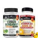 Hoge sterkte Vitamine D3 5000 IE 125 mcg (1 Jaar Levering) Plus 1000 mg Citrus Bergamot Supplement (1 Maand Levering)