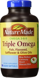 Nature Made Triple Omega 3 6 9 - Vis, Vlaszaad, Saffloer & Olijfolie - 180 Softgels