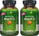 Irwin Naturals 1 par jour Mega B-12 1 500 mcg Vitamine de méthylcobalamine de haute puissance - Absorption rapide améliorée avec MCT + Ginseng asiatique - Boost énergétique naturel - 60 softgels liquides (paquet de 2)