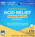 Rite Aid Acid Reducer, maximale sterkte Famotidine Tabletten, 20 mg - 2 Flessen, 85 Tellen Elke (170 Tel Total) 