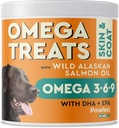 PAWFECTCHEW Omega 3 voor honden (60 Kauwen) - Alaskan Zalm Visolie Treats voor honden - Omega vetzuren - huid en jas supplement - droge jeukende huid, vergieten en Allergie verlichting