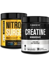 Ge Jacked Factory Nitrosurge Build pre workout met Creatine for Muscle Building (30 Servings, Blue Raspberry) & Creatine Monohydrate Powder for Muscle Growth & Recovery (30 Serves, Unflavored)